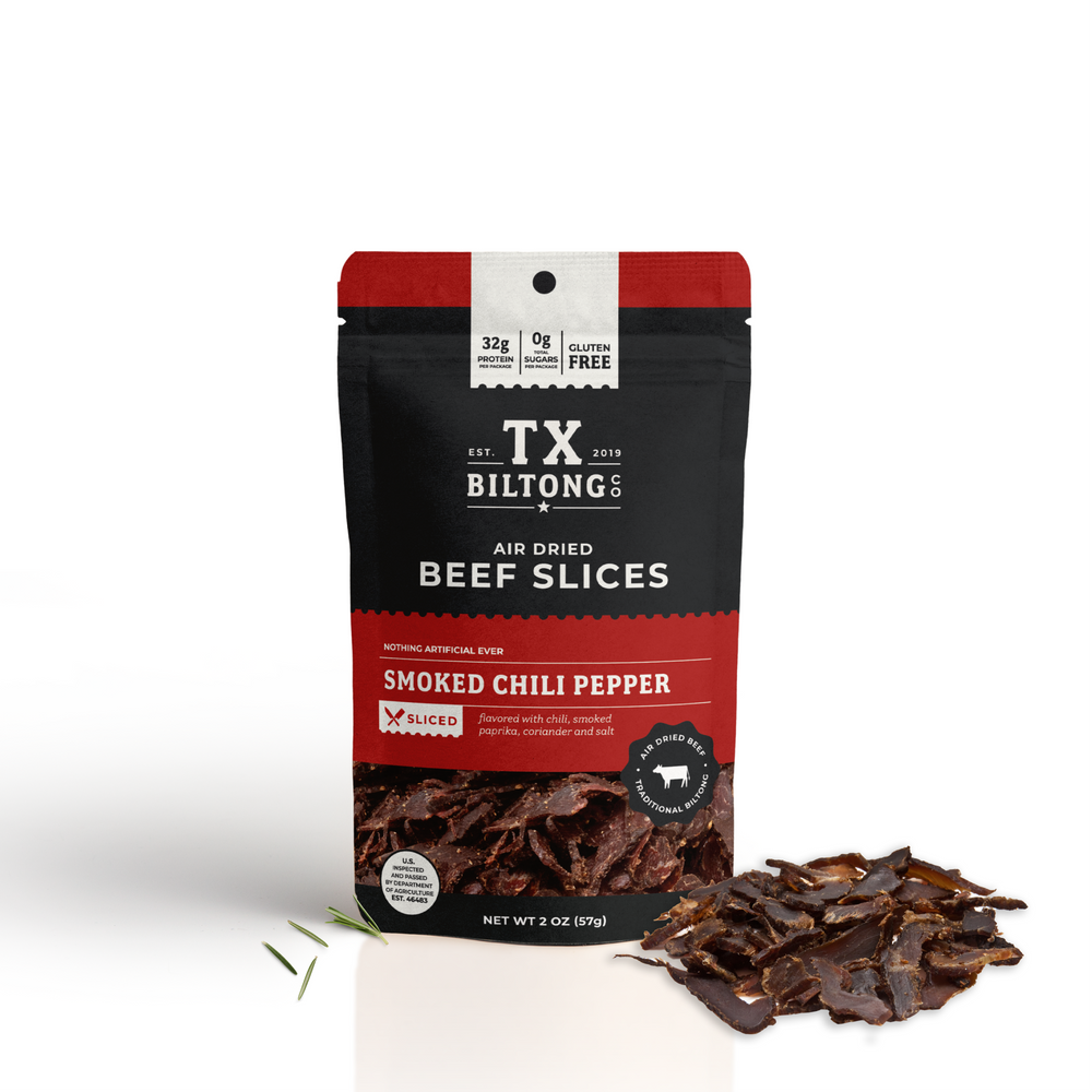 Beef Biltong Slices - Smoked Chili Pepper 2 oz – TX Biltong